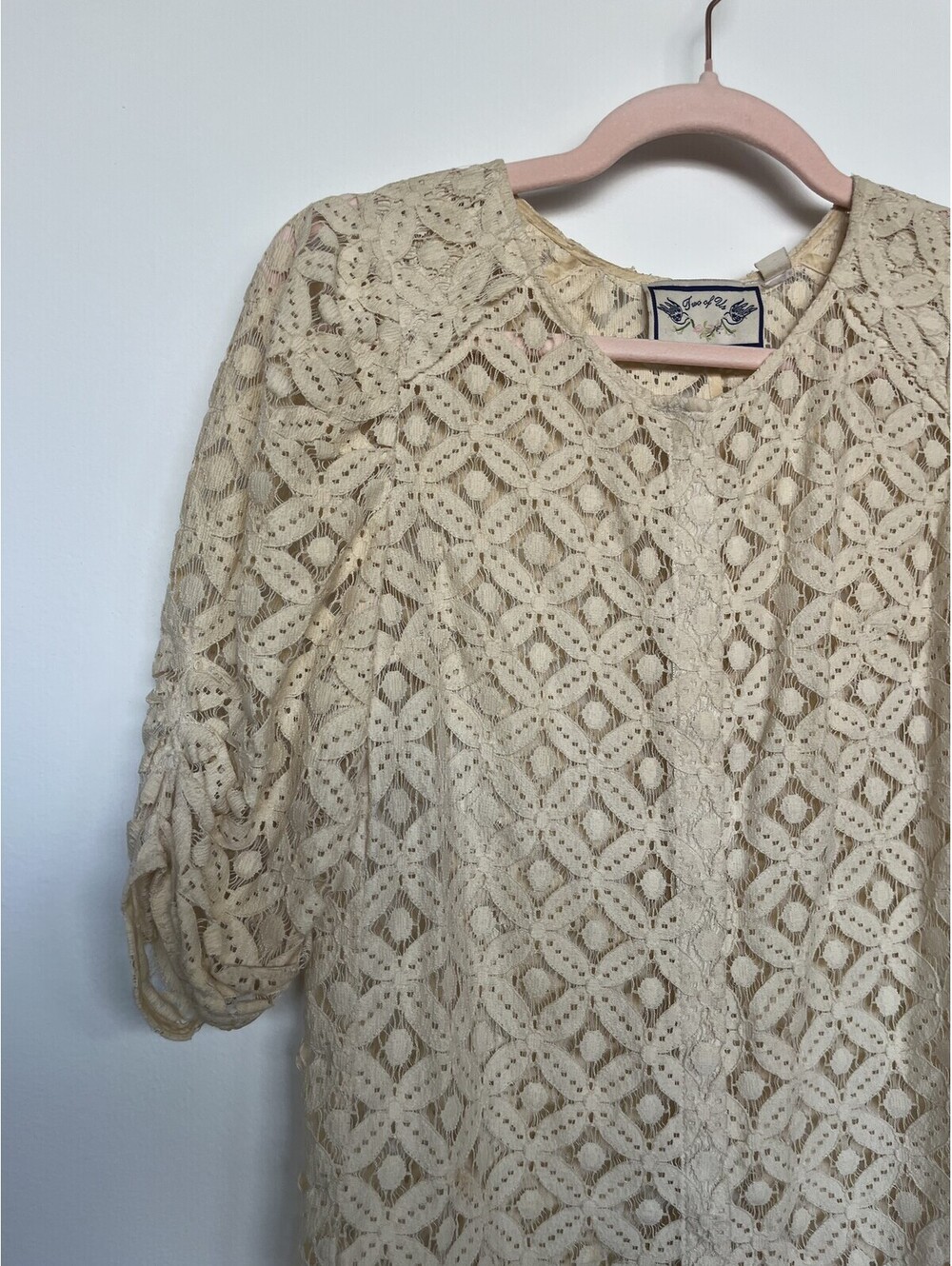 Vintage Y2K Two of Us Cream Crochet Lace Boho Top Size 6 - Picture 2 of 6